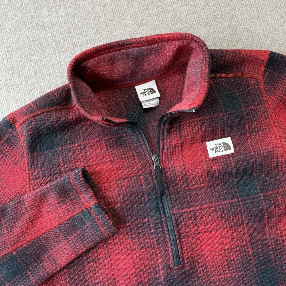 The North Face Tsillan Mens 1/4‎ Zipper Pullover Fleece Buffalo Plaid Size L